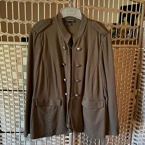 Dark Green Military Jacket-Plus Size